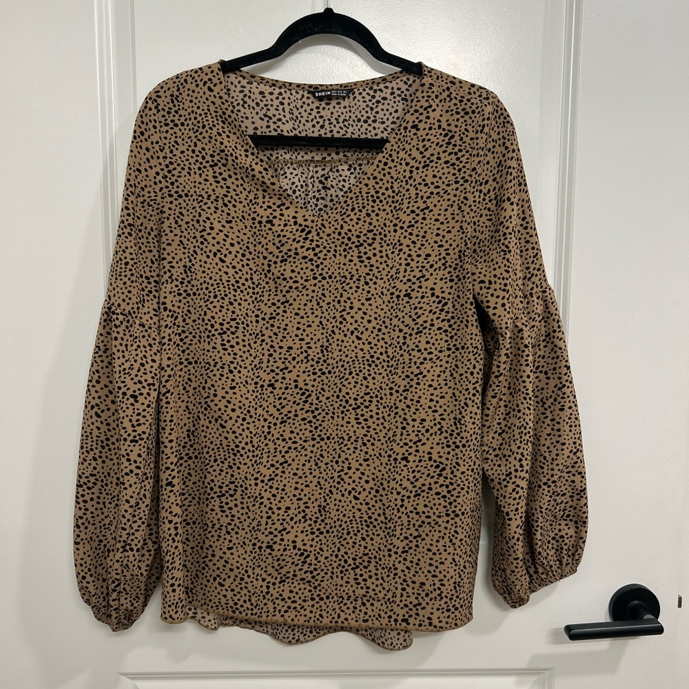 Tan Cheetah Print Blouse